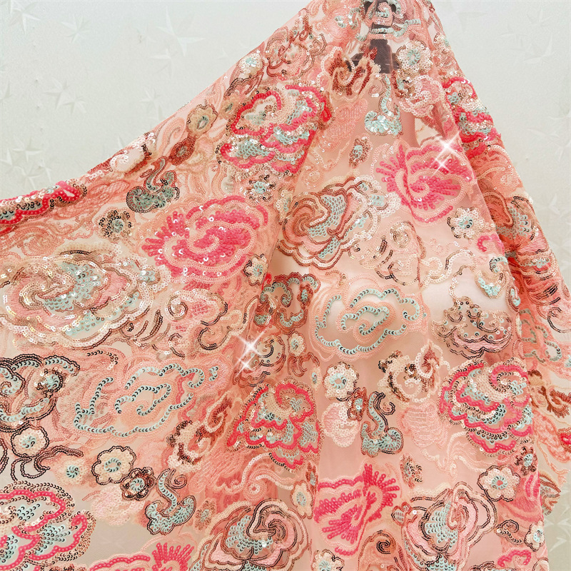Sewing Embroidery Fabric - 2 ярда/лот, 130 см шириной, розово-фиолетовая