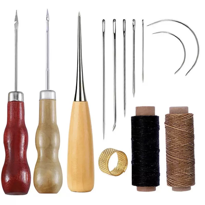 Textile Sewing Kit - 13-częściowy кожаный набор для шитья, сумка