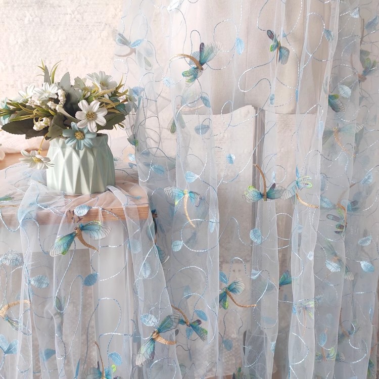 Sewing Embroidery Fabric - 1 ярд сине-розовая сетчатая ткань, трехмерная