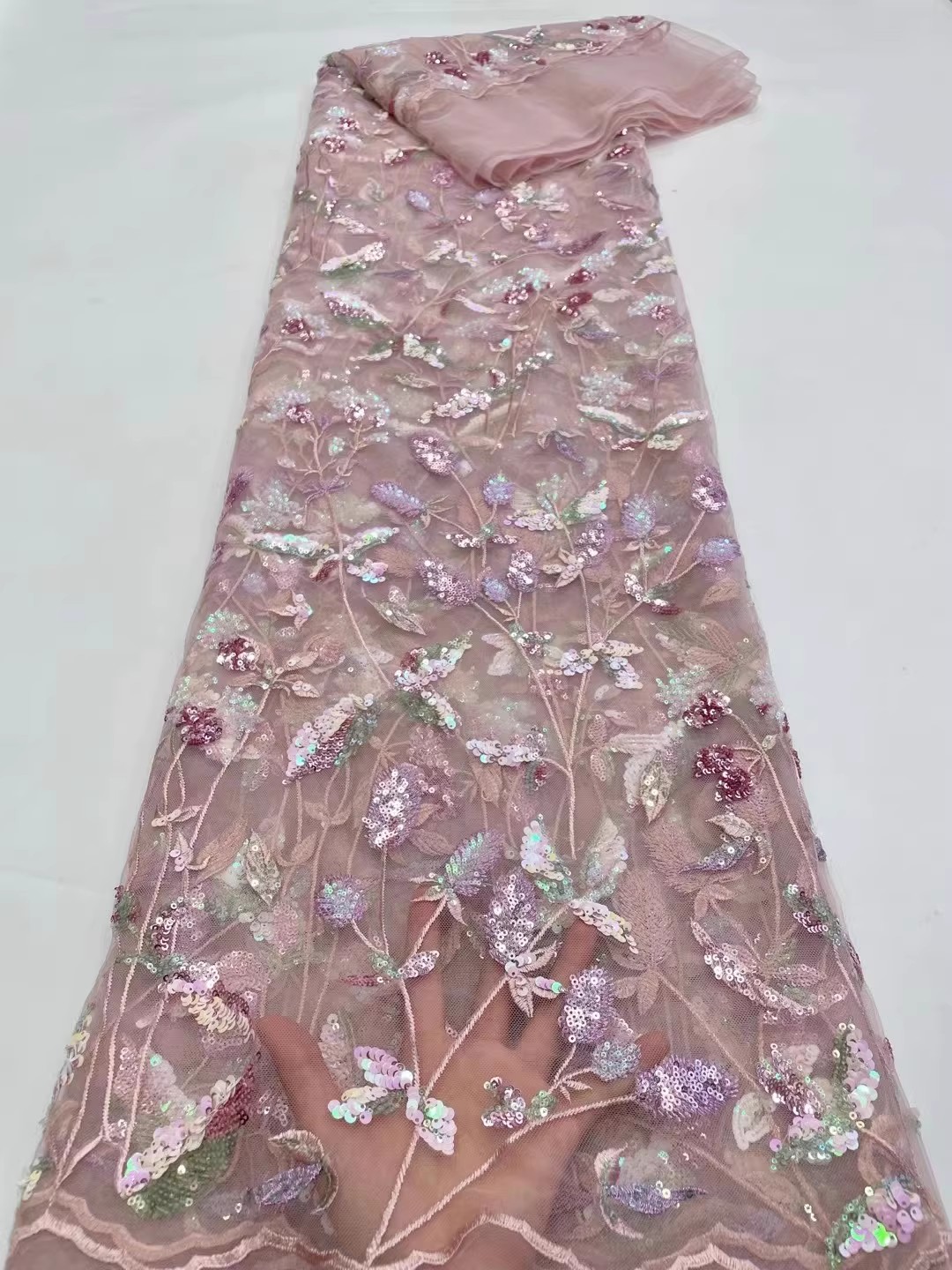 1 ярд Изысканная ткань с пайет – обзор и цена Sewing Embroidery Fabric